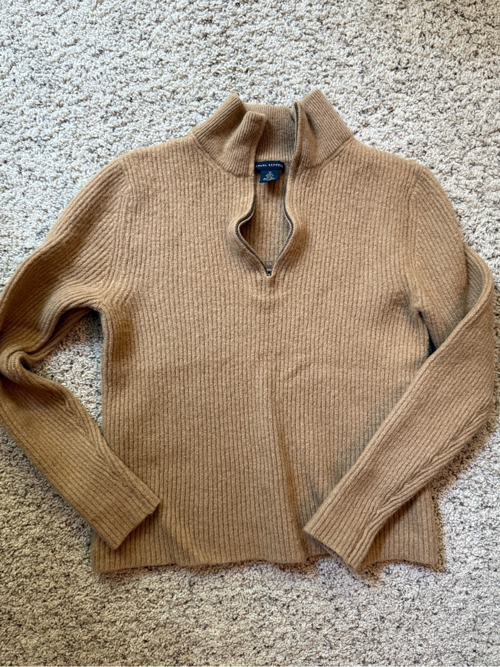 Banana Republic Ribbed Quarter-Zip Sweater - Camel Brown